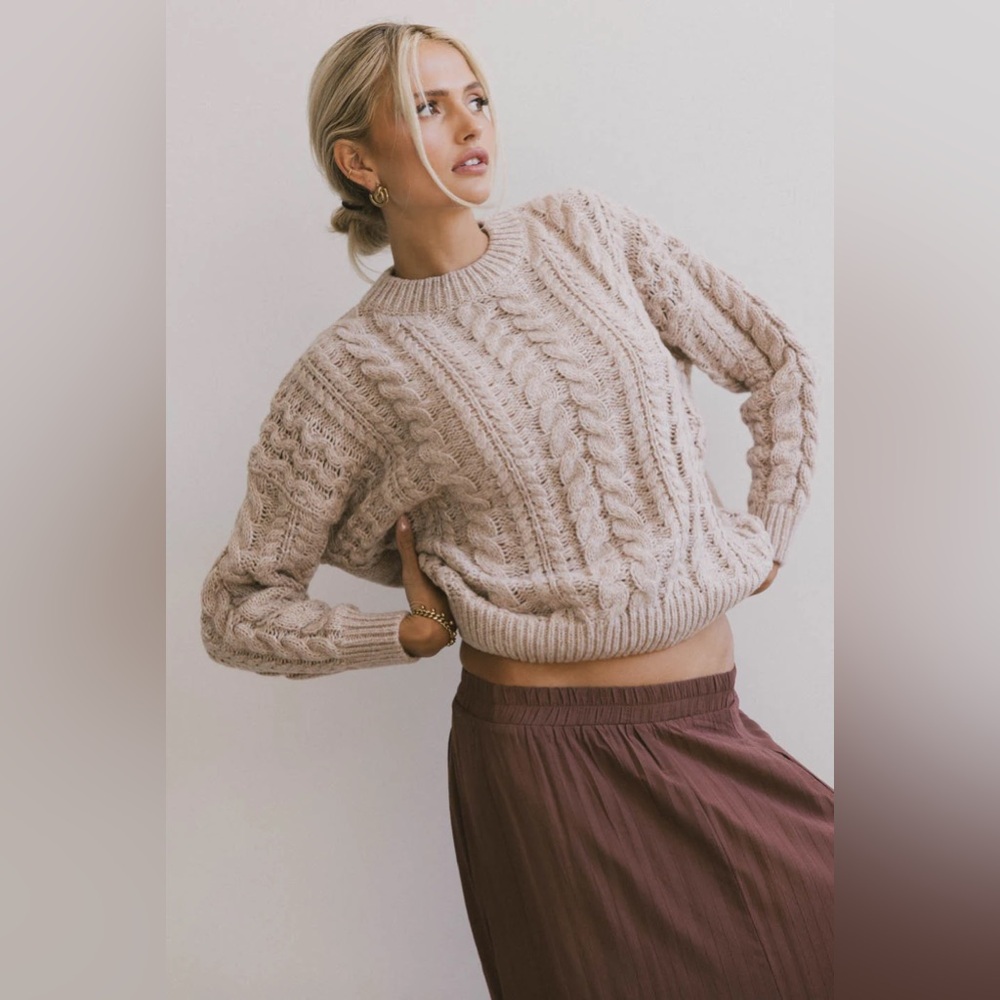 Bohme Annie Cable Knit Sweater in Taupe